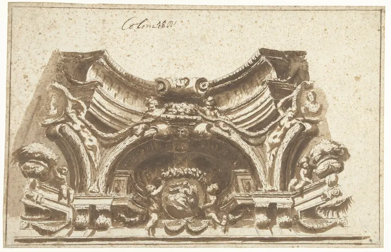 Ontwerp voor plafondschildering in schijnarchitectuur Wall Art by Angelo Michele Colonna - High-Resolution Digital Print