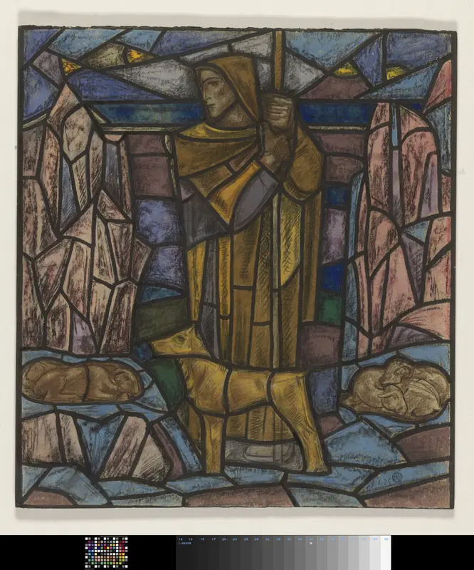 Ontwerp voor raam in het Nederlands Paviljoen op de tentoonstelling Arts Décoratifs te Parijs, 1925 Wall Art by Unknown - High-Resolution Digital Print