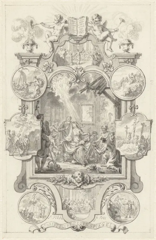 Ontwerp voor titelblad: Christelyke Zeden Spiegel Wall Art by Simon Fokke - High-Resolution Digital Print