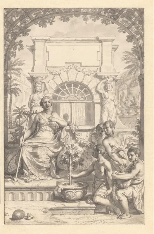 Ontwerp voor titelblad van een boek over tropisch planten Wall Art by Gerard de Lairesse - High-Resolution Digital Print
