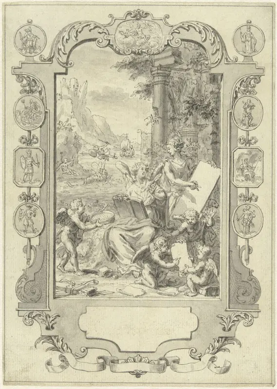 Ontwerp voor titelpagina voor Algemene Historie van het begin der wereld af, deel V Wall Art by Jan Caspar Philips - High-Resolution Digital Print