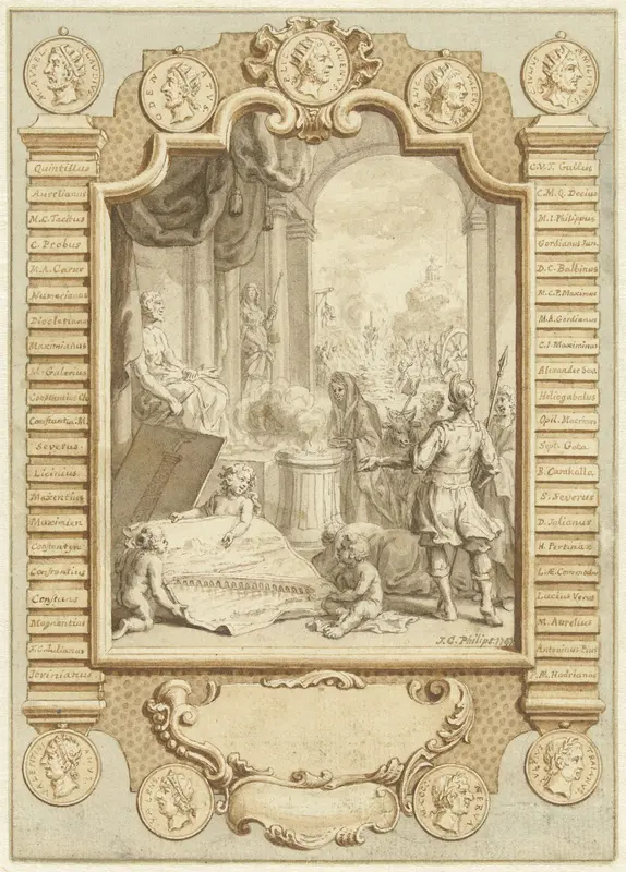 Ontwerp voor titelpagina voor Algemene Historie van het begin der wereld af, deel XIII, 1747 Wall Art by Jan Caspar Philips - High-Resolution Digital Print