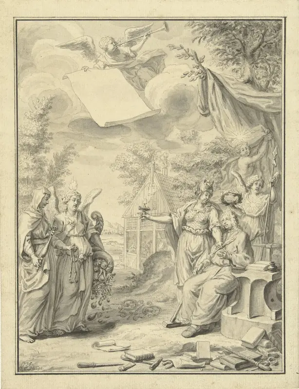 Ontwerp voor titelpagina voor Alle de werken van Adriaan de Kramer, 1736 Wall Art by Jan Caspar Philips - High-Resolution Digital Print