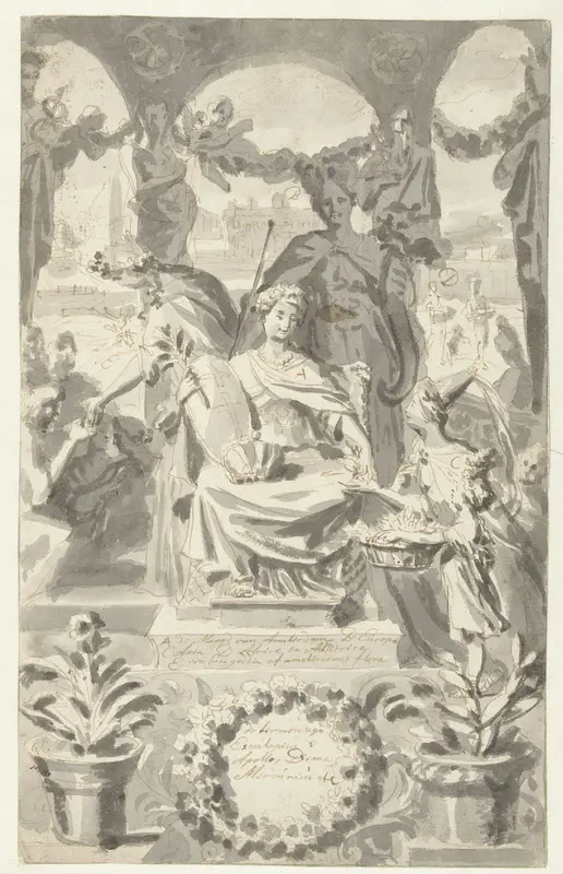 Ontwerp voor titelprent van Horti medici Amstelodamensis rariorum (...) Wall Art by Philip Tidemann - High-Resolution Digital Print