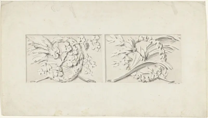 Ontwerp voor twee decoraties in rechthoekige verdiepte vlakken Wall Art by Unknown - High-Resolution Digital Print