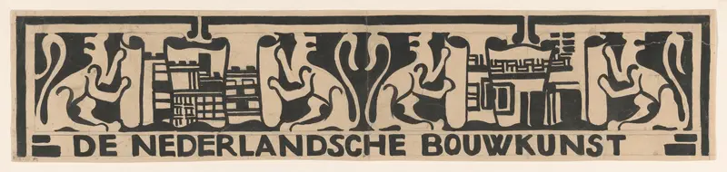 Ontwerp voor vignet in het gedenkboek voor koningin Wilhelmina uit 1923: De Nederlandsche Bouwkunst Wall Art by Carel Adolph Lion Cachet - High-Resolution Digital Print