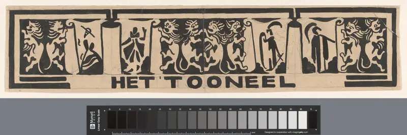 Ontwerp voor vignet in het gedenkboek voor koningin Wilhelmina uit 1923: Het Tooneel Wall Art by Carel Adolph Lion Cachet - High-Resolution Digital Print