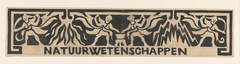 Ontwerp voor vignet in het gedenkboek voor koningin Wilhelmina uit 1923: Natuurwetenschappen Wall Art by Carel Adolph Lion Cachet - High-Resolution Digital Print