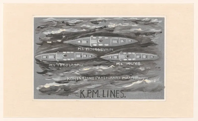 Ontwerp voor vignet van de Koninklijke Paketvaart Maatschappij, K.P.M. Lines Wall Art by Carel Adolph Lion Cachet - High-Resolution Digital Print