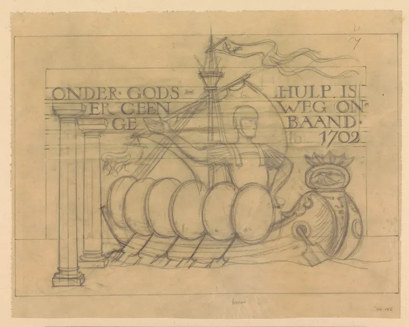 Ontwerp voor wandschildering in de Beurs van Berlage: embleem met spreuk Wall Art by Antoon Derkinderen - High-Resolution Digital Print