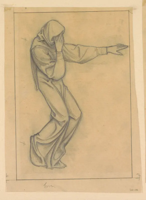 Ontwerp voor wandschildering in de Beurs van Berlage: staande figuur, wijzend naar rechts Wall Art by Antoon Derkinderen - High-Resolution Digital Print