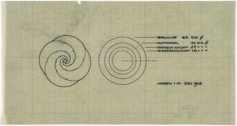Ontwerpen voor een broche, manchetknoop, hoedenspeld en vestknoop Wall Art by Mathieu Lauweriks - High-Resolution Digital Print