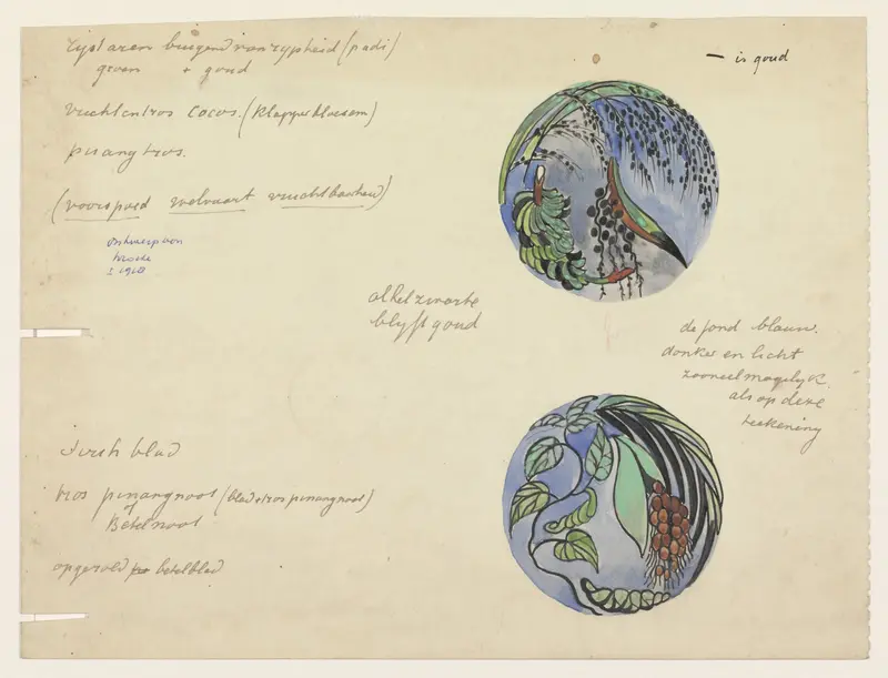 Ontwerpen voor een broche met oosterse vruchten Wall Art by Carel Adolph Lion Cachet - High-Resolution Digital Print