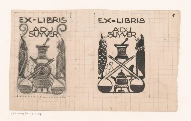 Ontwerpen voor een ex libris van A.D.J. Suyver Wall Art by Reinier Willem Petrus de Vries (1874-1953) - High-Resolution Digital Print