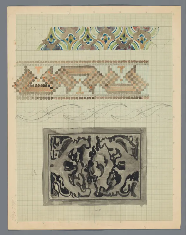 Ontwerpen voor een kleed met ornamentale randen Wall Art by Carel Adolph Lion Cachet - High-Resolution Digital Print