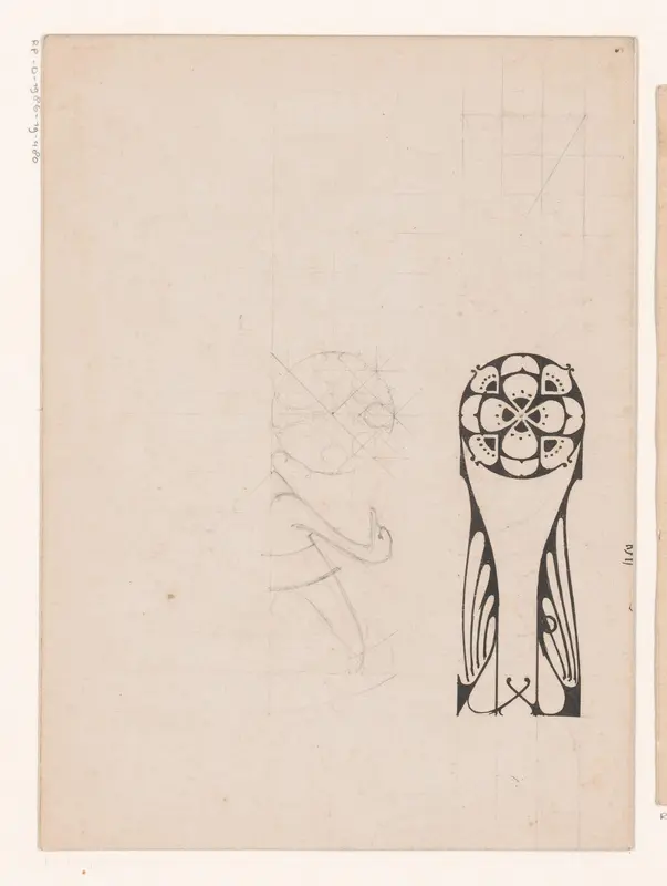 Ontwerpen voor een titelhoofd met een zwaan en bloem Wall Art by Reinier Willem Petrus de Vries (1874-1953) - High-Resolution Digital Print