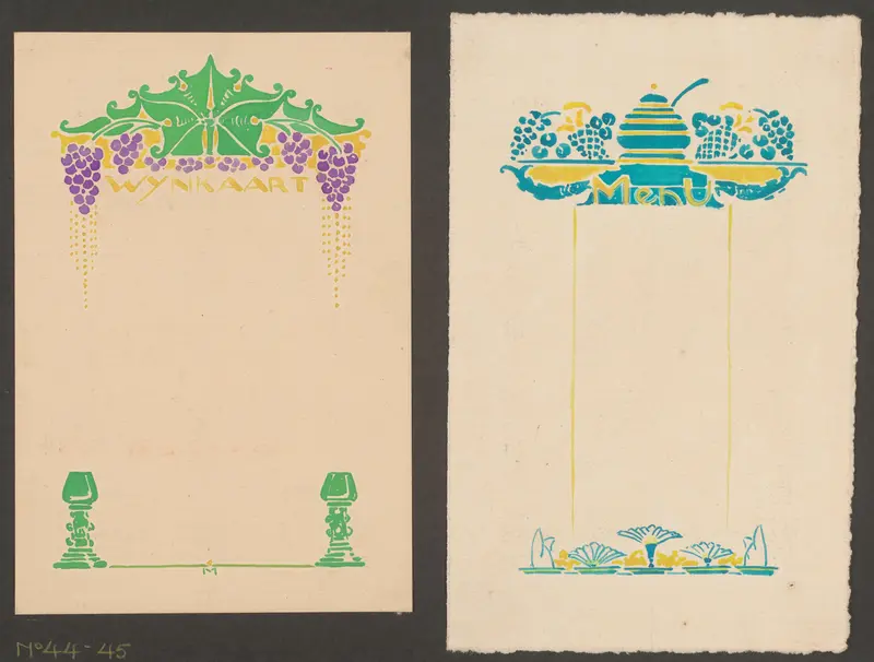 Ontwerpen voor een wijnkaart en menukaart Wall Art by Reinier Willem Petrus de Vries (1874-1953) - High-Resolution Digital Print