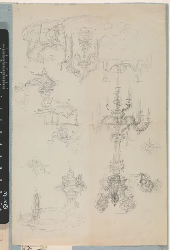 Ontwerpen voor kandelaber en onderdelen daarvan, tafelstuk en reukvat Wall Art by Henri Cameré - High-Resolution Digital Print