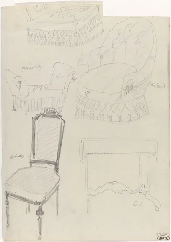 Ontwerpen voor stoelen en een tafel Wall Art by Carel Adolph Lion Cachet - High-Resolution Digital Print