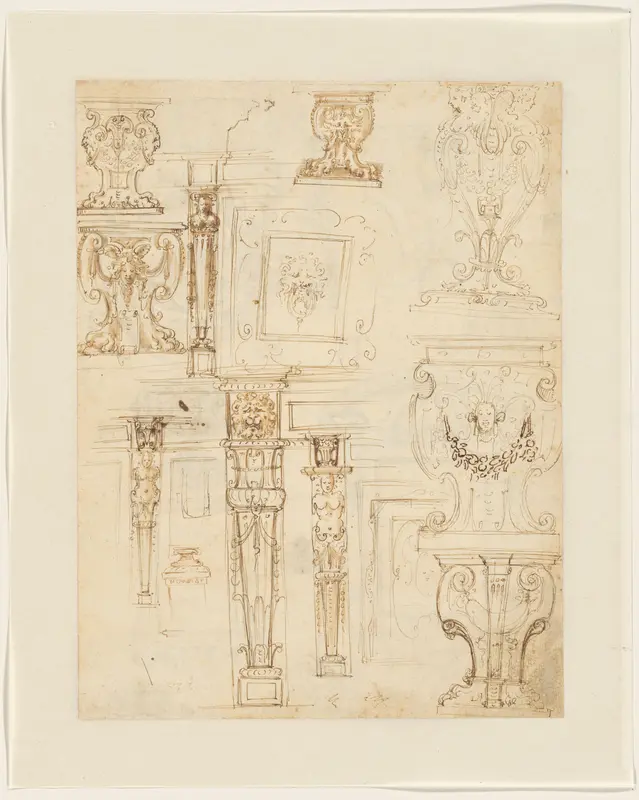 Ontwerpen voor tafelvoeten, pilasters en paneelvullingen Wall Art by anonymous - High-Resolution Digital Print