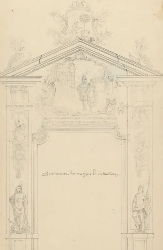 Ontwerptekening voor de prent van de erepoort in de Wijngaardstraat te Veere, 1766 Wall Art by Unknown - High-Resolution Digital Print