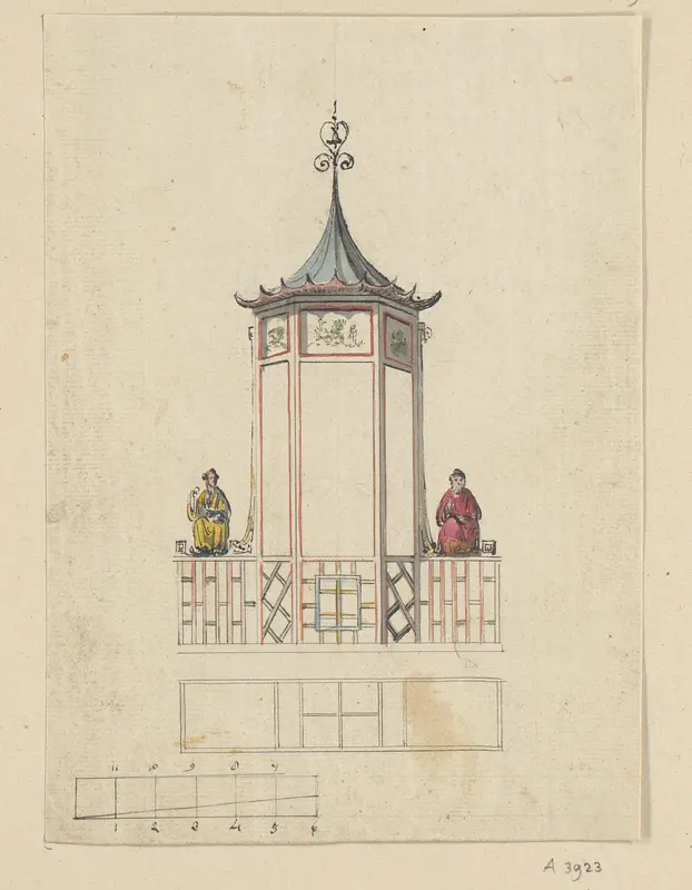 Ontwerptekening voor een Chinese theekoepel Wall Art by Abraham van Strij (I) - High-Resolution Digital Print