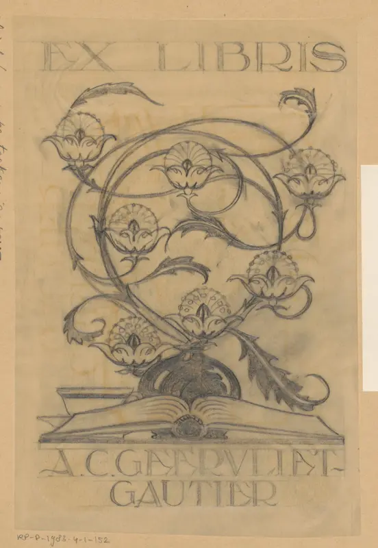 Ontwerptekening voor ex libris van A.C. Geervliet-Gautier Wall Art by Otto Verhagen (I) - High-Resolution Digital Print
