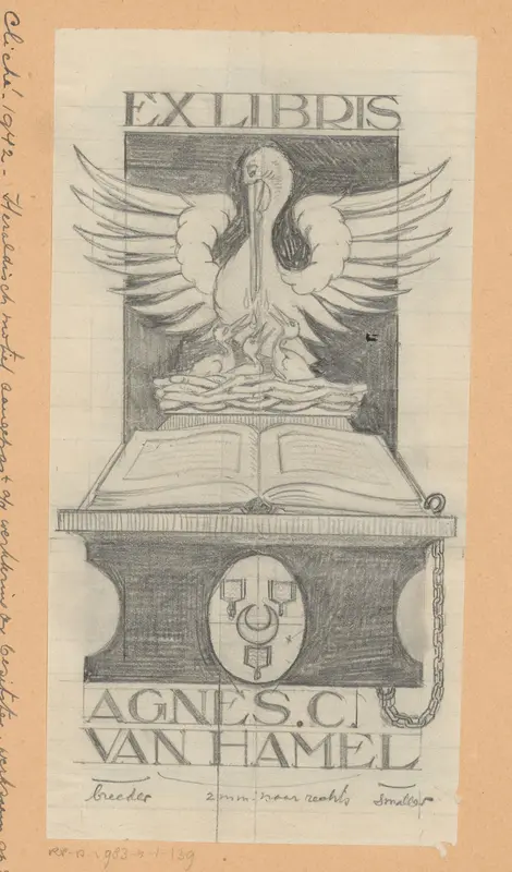 Ontwerptekening voor ex libris van Agnes C. van Hamel Wall Art by Otto Verhagen (I) - High-Resolution Digital Print