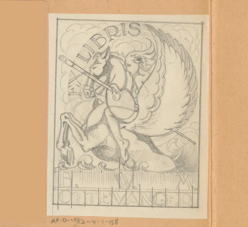 Ontwerptekening voor ex libris van B.W.M. Ottevanger Wall Art by Otto Verhagen (I) - High-Resolution Digital Print