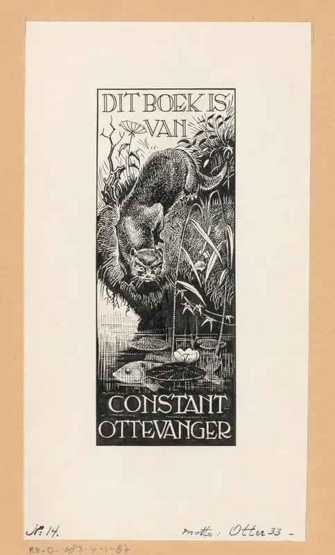 Ontwerptekening voor ex libris van Constant Ottevanger Wall Art by Otto Verhagen (I) - High-Resolution Digital Print