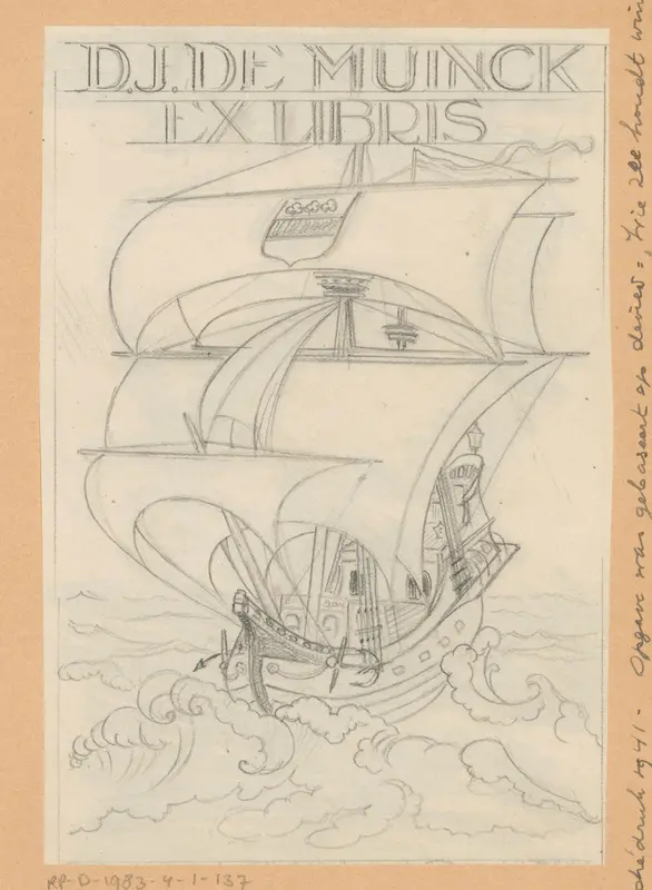 Ontwerptekening voor ex libris van D.J. de Muinck Wall Art by Otto Verhagen (I) - High-Resolution Digital Print