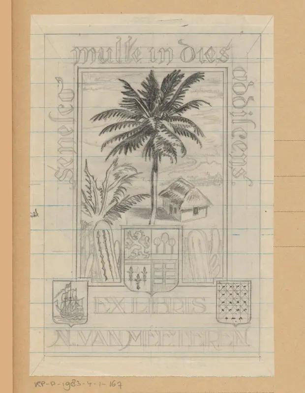 Ontwerptekening voor ex libris van N. van Meeteren Wall Art by Otto Verhagen (I) - High-Resolution Digital Print