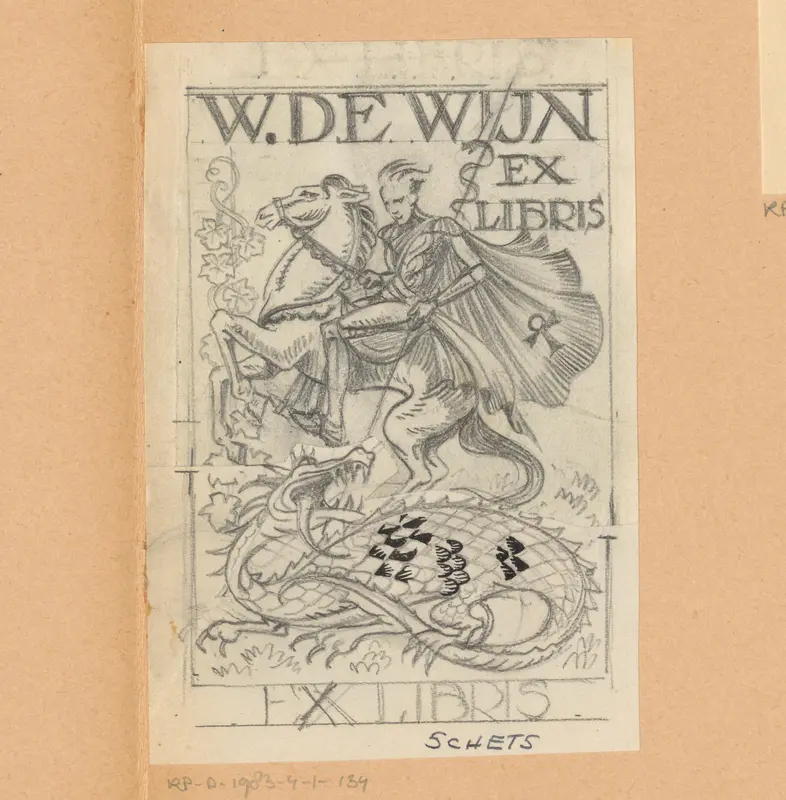 Ontwerptekening voor ex libris van W. de Wijn Wall Art by Otto Verhagen (I) - High-Resolution Digital Print