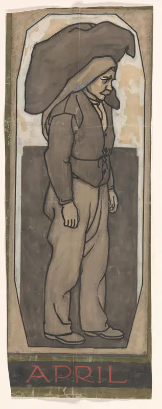 Ontwerptekening voor midden van tegeltableau ter ere van het 25-jarig bestaan van de Steenkolen-Handelsvereeniging Wall Art by Carel Adolph Lion Cachet - High-Resolution Digital Print