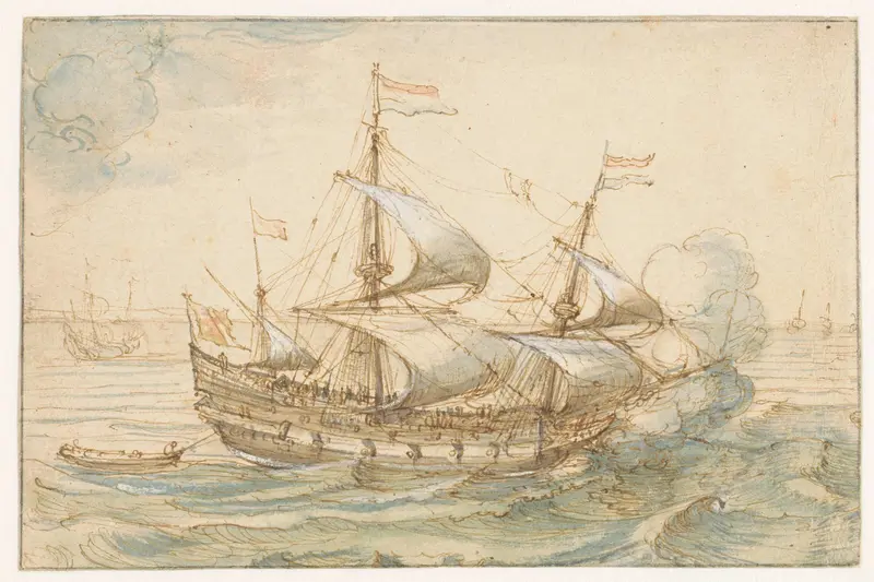 Oorlogsschip op zee Wall Art by Hendrick Cornelisz Vroom - High-Resolution Digital Print