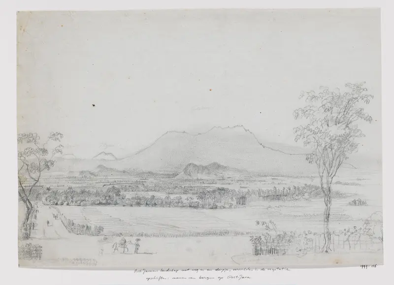 Oost-Javaans landschap met weg, dorpje verscholen in vegetatie Wall Art by Adrianus Johannes Bik - High-Resolution Digital Print