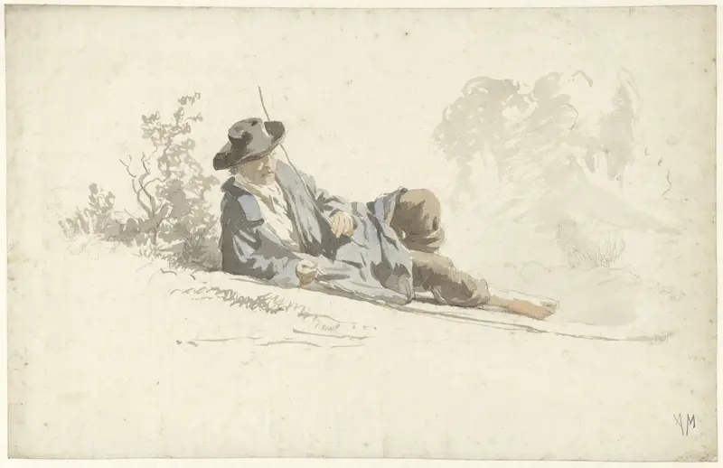 Op de grond liggende, rustende man Wall Art by Anton Mauve - High-Resolution Digital Print