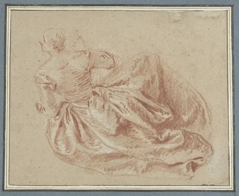 Op de grond zittende dame Wall Art by Jean Baptiste François Pater - High-Resolution Digital Print