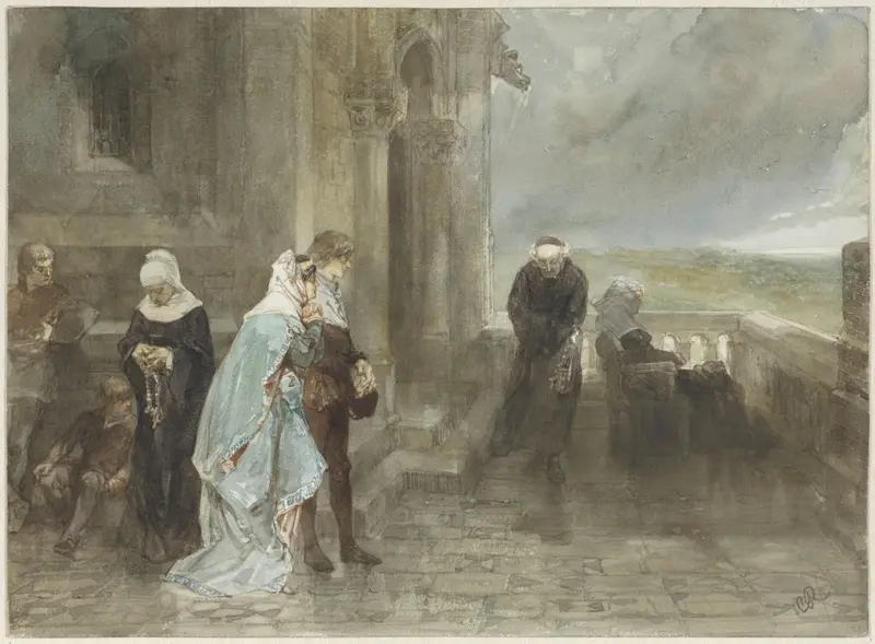 Op den uitkijk, scène uit de 12e eeuw Wall Art by Charles Rochussen - High-Resolution Digital Print