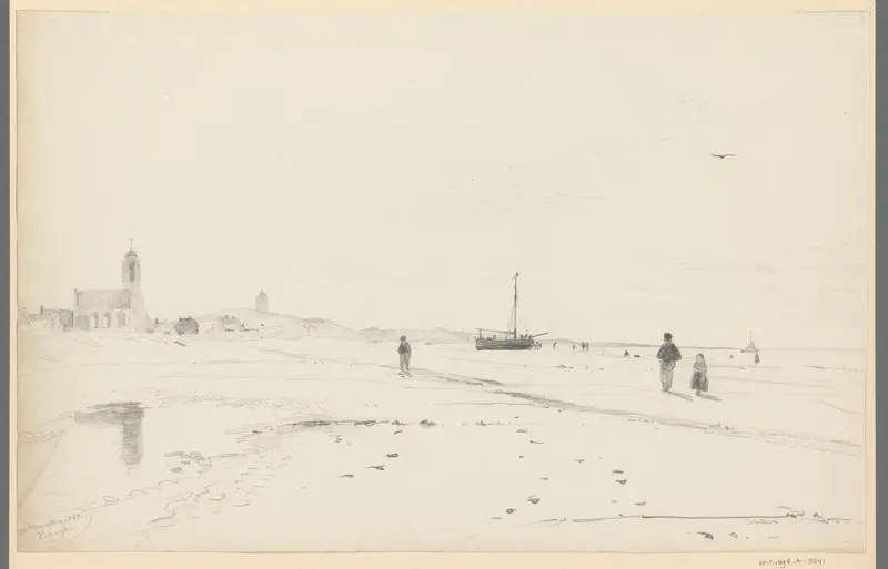 Op het strand van Katwijk Wall Art by Willem Anthonie van Deventer - High-Resolution Digital Print