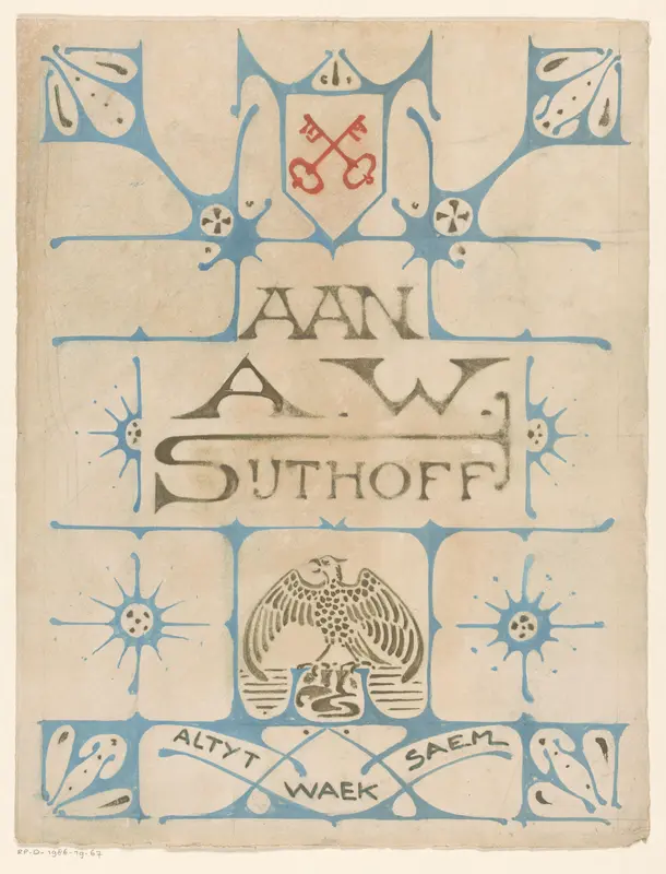 Opdrachtblad voor een album voor A.W. Sijthoff Wall Art by Reinier Willem Petrus de Vries (1874-1953) - High-Resolution Digital Print