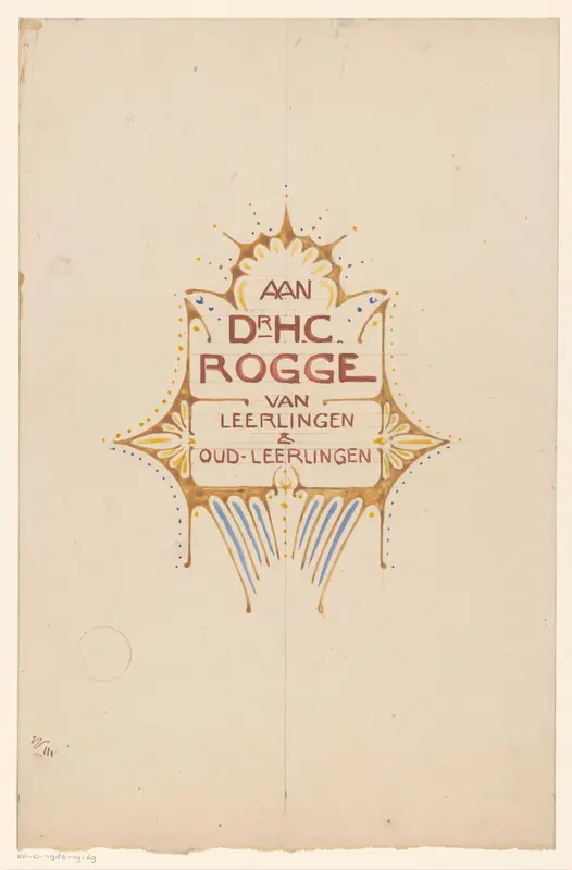 Opdrachtblad voor een album voor Dr. H.C. Rogge Wall Art by Reinier Willem Petrus de Vries (1874-1953) - High-Resolution Digital Print