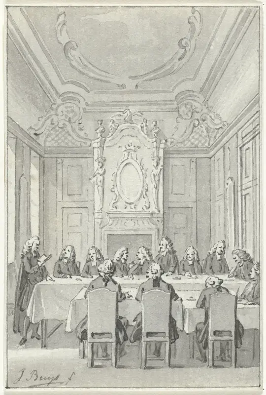 Openbare voorlezing van psalmen in de vergaderzaal van de Gemachtigden in het Mauritshuis, 1 oktober 1777 Wall Art by Unknown - High-Resolution Digital Print
