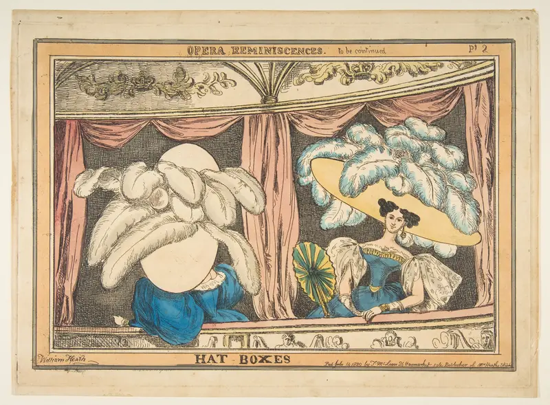 Opera Reminiscences, Plate 2: Hat Boxes Wall Art by William Heath ('Paul Pry') - High-Resolution Digital Print