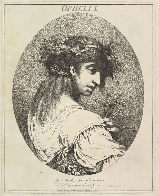Ophelia, from "Twelve Characters from Shakespeare" Wall Art by John Hamilton Mortimer - High-Resolution Digital Print