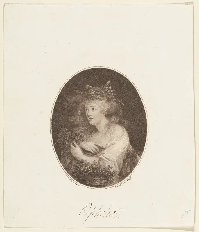 Ophelia (Shakespeare, Hamlet, Act 4) Wall Art by Francesco Bartolozzi - High-Resolution Digital Print