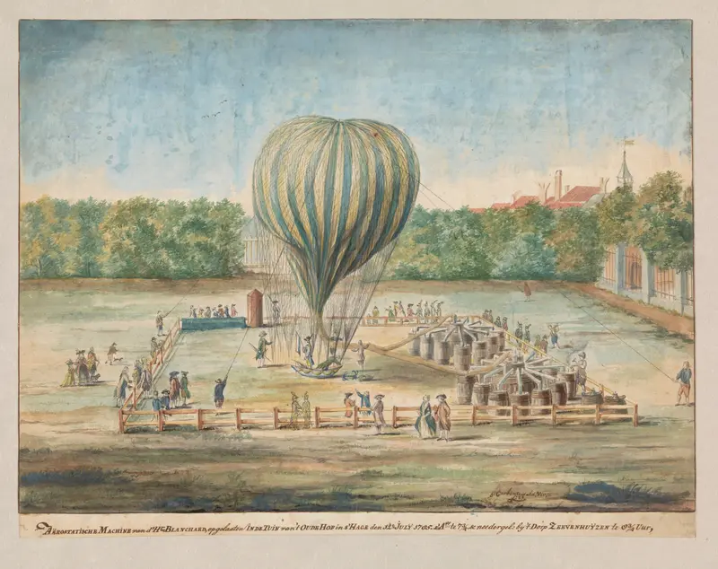 Oplaten van de luchtballon van Blanchard te Den Haag in 1785 Wall Art by Unknown - High-Resolution Digital Print