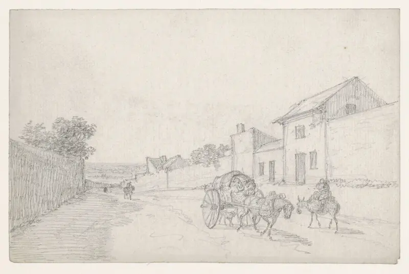 Oplopende straat met huifkar Wall Art by Georges Michel - High-Resolution Digital Print