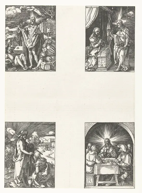 Opstanding, Christus verschijnt aan zijn moeder, Christus verschijnt aan Maria Magdalena, Christus in Emmaüs Wall Art by Unknown - High-Resolution Digital Print