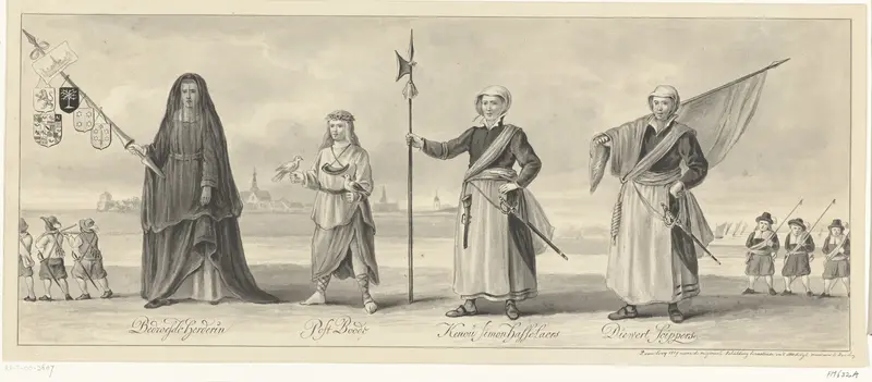 Optocht van de rederijkerskamer van Haarlem bij de herdenking van het beleg van Haarlem, ca. 1660 Wall Art by Unknown - High-Resolution Digital Print